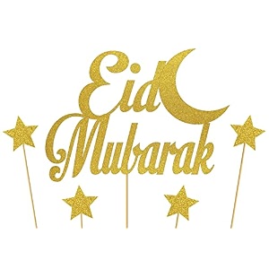 eid mubarak cake topper - happy eid cake topper muslim islam party decorations eid festival party decorations supplies gold glitter