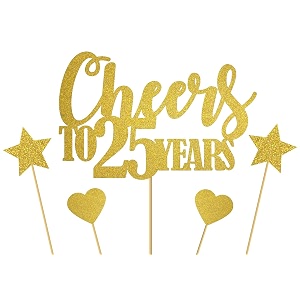 glitter cheers to 25 years cake toppergold happy 25th birthday cake topper cheers to 25 years party cake topper decorations supplies