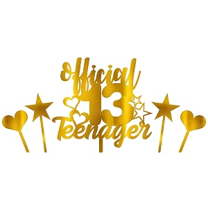 gold acrylic official 13 teenager birthday cake topper 13th birthday cake topper gold glitter happy birthday cake decoration
