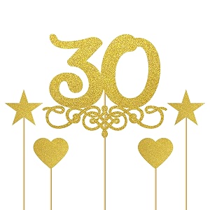 gold glitter 30 cake topper - 30 anniversarybirthday cake topper party decoration 30th