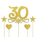 Gold Glitter 30 Cake Topper - 30 Anniversary/Birthday Cake Topper Party Decoration (30th)