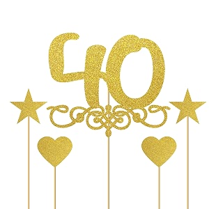 gold glitter 40 cake topper - 40 anniversarybirthday cake topper party decoration 40th