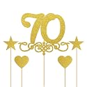 Gold Glitter 70 Cake Topper - 70 Anniversary/Birthday Cake Topper Party Decoration (70th)