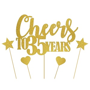 gold glitter cheers to 35 years cake topper happy 35th birthday party toppers decorations happy 35 birthday cake topper
