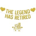 Gold Glitter The Legend Has Retired Cake Topper and banner, official retirement cake topper, Happy Retirement Cake Decorating - Hello Pension Goodbye Tension