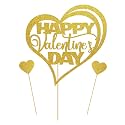 Gold Happy Valentine's Day Cake Topper Heart Love Cupcake Picks for Cake Decorations Valentine's Wedding Party Holiday Supplies