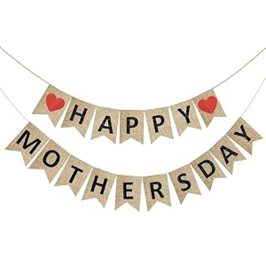 happy mother39s day banner mothers day burlap hanging banner garland rustic party decoration for mother39s day birthday indoor