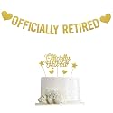 Happy Retirement Cake Topper and Banner Gold -Hello Pension Goodbye Tension - Officially Retied Party Decoration Supplies The Legend Has Retired Cake Topper