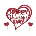 Happy Valentine's Day Cake Toppers with Love Heart Food Picks for Valentine's Day Party Cake Decorations Supplies Glitter Red