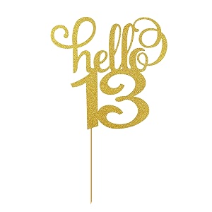 hello 13 cake topper - 13th birthdayanniversary cake decoration gold hello 13