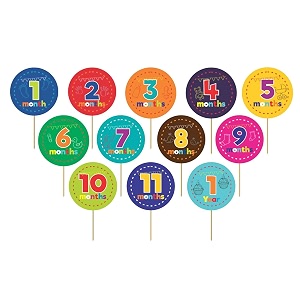 monthly milestone cup cake topper printed cupcake toppers for kids boy39s girls adults 1 month to 1 years birthday decorations itemscake accessoriescardstags