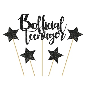 official 13 teenager birthday cake topper 13th birthday cake topper black glitter happy birthday cake decoration