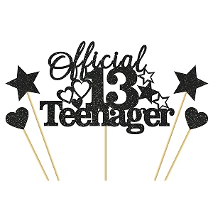 official 13 teenager birthday cake topper 13th birthday cake topper black glitter happy birthday cake decoration