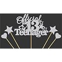 Official 13 Teenager Birthday Cake Topper, Silver Glitter, 13th Birthday, 1 Count, Topper, Cake Topper, Metallic