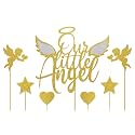 Our Little Angel Cake Topper, Baby Girl Cake Topper, Little Girl Cake Decor, Baby Shower, Kids First Birthday Party Decorations, Purple, 11x15cm, 5 Count