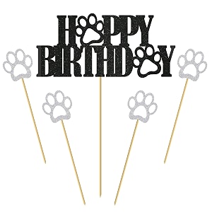 puppy birthday cake decor pawty cake topper set for dog 1st b39day dog happy birthday cake topper