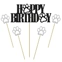 Puppy Birthday Cake Decor. Pawty Cake Topper Set for Dog 1st B'day, dog happy birthday cake topper