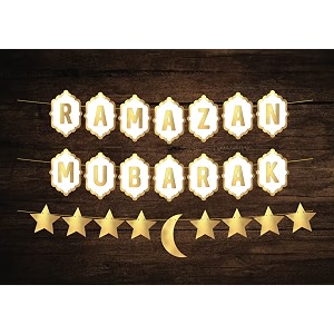 ramadan kareem banner gold white banner decorative eid festival hanging garlands for home party supplies