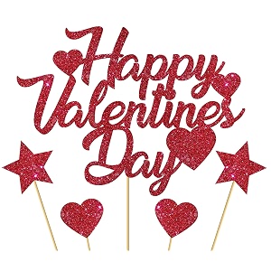 red glitter love heart cupcake toppers with heart and star topper happy valentine39s day cake topper picks decoration for valentine39s day theme party supplies