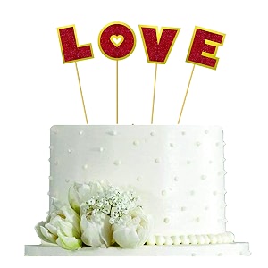 valentine39s day love cake toppers with glitter heart letter sweet love cupcake picks valentine39s day theme wedding engagement bridal shower birthday party cake decorations red