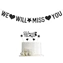 We Will Miss You Cake Topper and Banner Black - Job Change, Graduation Party Cake Decor - Going Away,Retirement,Farewell Party Decorations