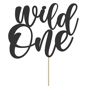 wild one cake topper - glitter black 1st birthday cake decorating supplies suitable for baby first birthday party or baby photo booth props