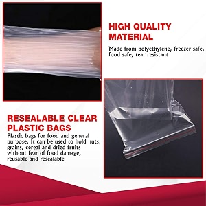 classic eco friendly bags svp - zip lock pouch reusable resealable clear plastic bags storage pouches and durable press seal -100pcs 10x14