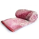 SVT Velvet Floral Embossed Super Soft Heavy Double Bed Mink Blanket for Winter (Baby Pink, Double, lightweight)| TC - 200