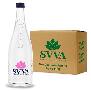 svva earth39s finest water premium subterranean water  750 ml pack 8 glass alkaline ph 8  balanced mineral essential healthy mineral hydration  premium glass bottle refillable bottle