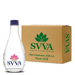 svva earth39s finest water premium subterranean water  250 ml pack 8 glass alkaline ph 8  balanced mineral essential healthy mineral hydration  premium glass bottle refillable bottle