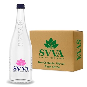 svva earth39s finest water premium subterranean water  750 ml pack 24 glass alkaline ph 8  balanced mineral essential healthy mineral hydration  premium glass bottle refillable bottle