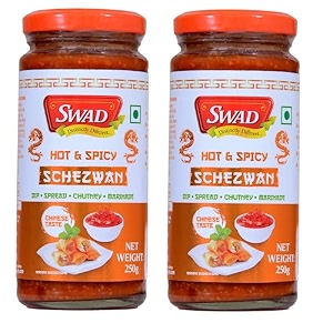 swad hot amp spicy schezwan 250g pack of 2  dip  spread  chutney  marinate