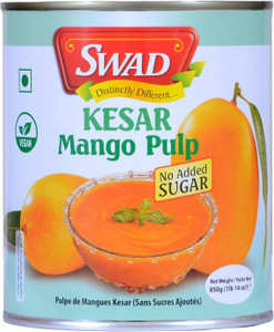 swad kesar mango pulp  no added preservatives  sugar  export grade kesar aamras 850 g