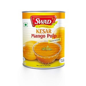 swad kesar mango pulp tin sweetened amp natural aamras tin with no added preservatives - 850g