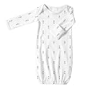 SwaddleDesigns Softest Cotton Baby Pajama Gown with Foldover Mitten Cuffs for Infant Boy and Girl, Newborn, 0-3 Months