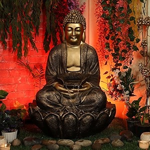 3 feet buddha kamal buddha water fountain with led lighting for outdoor home amp garden 3 feetresin