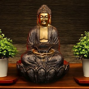 3 feet large golden kamal buddha water fountain with led lighting and motor indooroutdoor garden buddha fountain for home decor