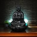 3 Feet Large Golden Kamal Buddha Water Fountain with Led Lighting and Motor, Indoor/Outdoor Garden Buddha Fountain for Home Decor