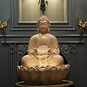Resin 3 Feet Kamal Water Fountain Buddha Water with LED Lighting for Outdoor|Water Fountain for Garden|Limited Edition (Royal Unique, 3 Feet Kamal Buddha)