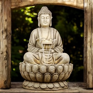resin 4 feet kamal buddha water fountain big sizefountain buddha water with led lighting for outdoorwater fountain for gardenbeige 4 feet kamal buddha