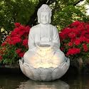 Resin Kamal Buddha Water Fountain Big Size|3 Feet Buddha Fountain with LED Lighting for Outdoor|Water Fountain for Garden(3Feet) (of-White, 3 Feet Kamal Buddha)