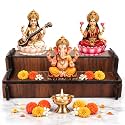 SWAGSTATION 2 Tier Wooden Mandir Steps Stand for God Idols Chowki 11 Inch