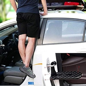 car doorstep easy access to car rooftop roof-rack folding ladder hooked foot on pegs stand door step support with safety hammer for jeepsuv multicolor