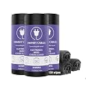 Swanky Cables Electronic Cleaning Wipes - Computer, TV, Monitor, Phone, Laptop, Tablet, Keyboard, Camera & Lens Cleaner, Portable Tech Screen Cleaner - With Microfiber Cloth - Canister, 150 Count
