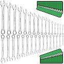 SWANLAKE 32-Piece Combination Wrench Set, SAE and Metric, 1/4"-1" &amp; 7mm-22mm, 12 Point, Chrome Vanadium Steel