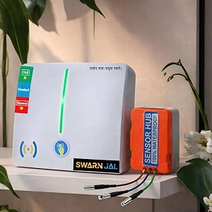 water tank overflow amp empty alarm with brass sensor swarn jal cell powered water level indicator bell loud human voice 100 shock proof 1-3 years cellbattery life 1 year complete warranty  20m wire