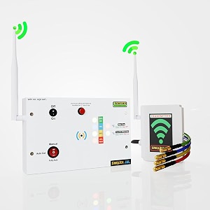 swarn jal model wl-s-co wireless water level controller for submersible pump with 4 level indicator 50 floors range patented technology 3 modes option fully automatic auto cut amp manual mode