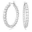 Swarovski Matrix Crystal Hoop Earrings, Blue and Clear Crystals, Rhodium Finish