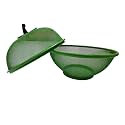 Stainless Steel Fruit &amp; Vegetable Baskets with Lid, perfect for dining table decor veggie tokris, net covers,steel food covers,enhancing kitchen elegance(Large,Green)