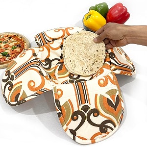 swayam 100 cotton cloth roti casserole  hot chapati box  washable bread basket  22 cm round roti basket  motif design - multicolour
